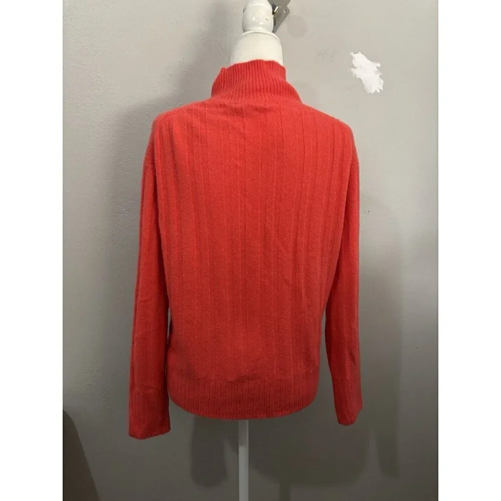 J Crew High Neck Orange Soft Pullover Sweater Wool Blend Size Medium